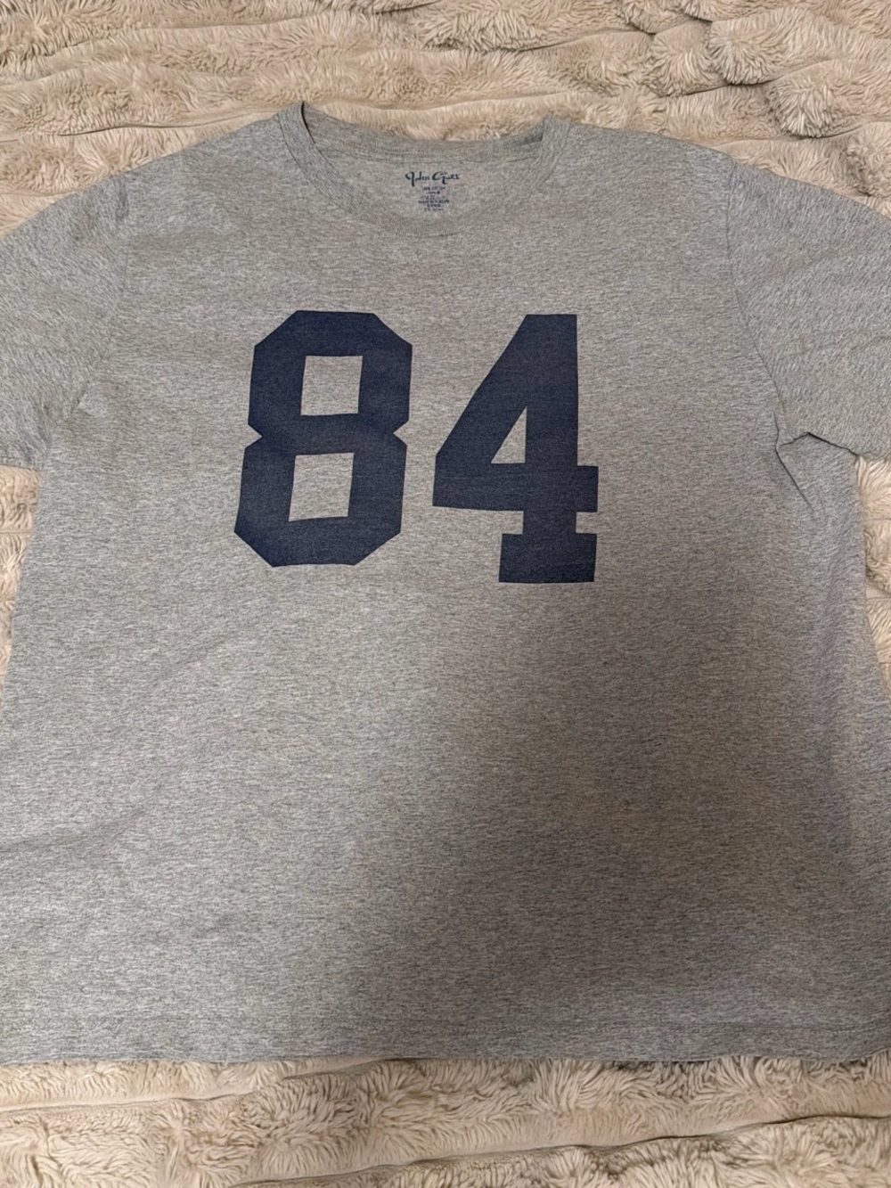 Brandy Melville Heather Gray '84' Graphic Tee with Navy Numbers
